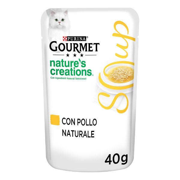 Image of Purina Gourmet Nature's Creations Soup Umido gatto 40 gr - Pollo Confezione da 32 pezzi Cibo umido per gatti