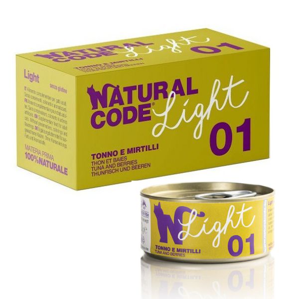 Natural Code umido Light Cat Adult 4x70 gr - LIGHT 01 - Tonno e Mirtilli
