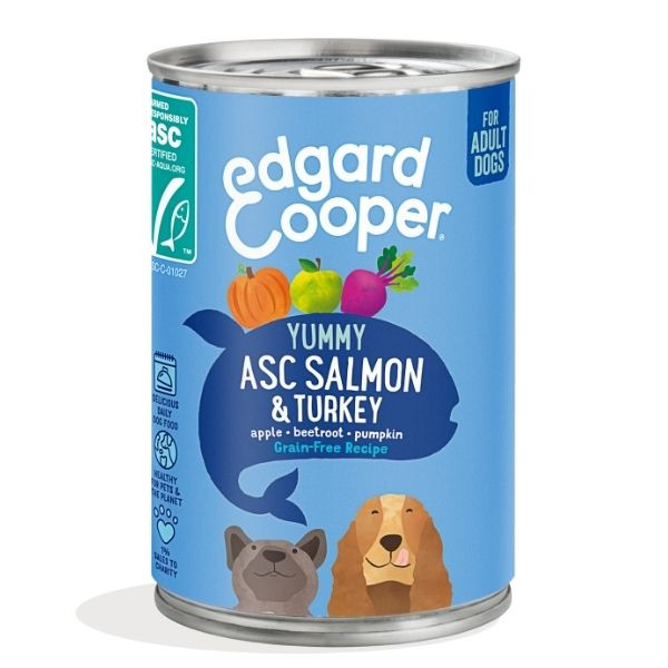 Image of Edgard & Cooper Adult Grain Free 400 gr - Salmone e Tacchino Confezione da 6 pezzi Cibo Umido per Cani