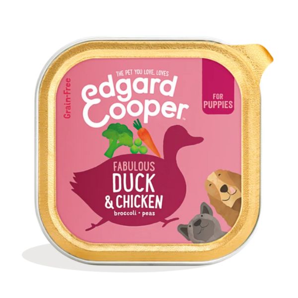 Image of Edgard & Cooper Puppy Grain Free 150 gr - Puppy Anatra e Pollo Confezione da 11 pezzi Cibo Umido per Cani