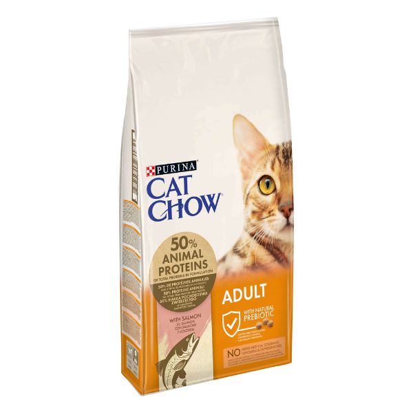 Image of Purina Cat Chow Adult ricco in Salmone - 10 kg Croccantini per gatti