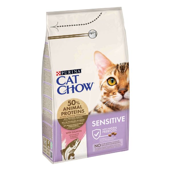 Image of Purina Cat Chow Adult Sensitive Salmone - 1,5 kg Croccantini per gatti