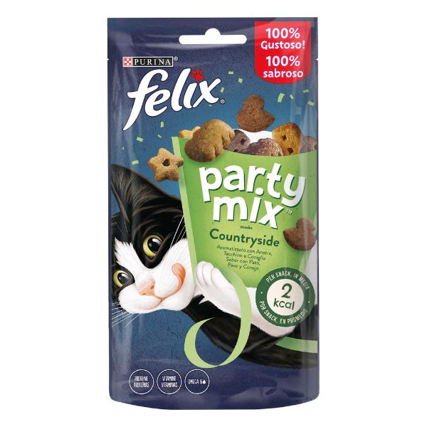 Image of Purina Felix Party Mix Countryside - anatra, tacchino e coniglio - 60 gr