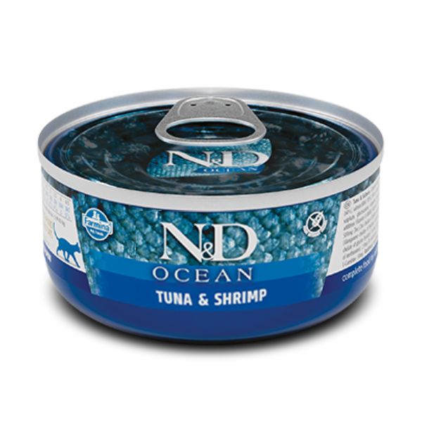 Farmina N&D Ocean Feline Umido 70 gr - Tonno e Gamberetti Confezione da 30 pezzi - Cibo umido per gatti - SPEDIZIONE GRATIS 1° ORDINE + scegli lo sconto BZR5 / BZR20