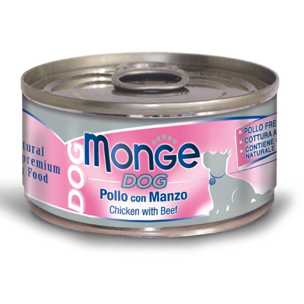 Image of Monge Dog Adult Pezzetti Gluten Free 95 gr - Pollo con Manzo Confezione da 6 pezzi Cibo Umido per Cani