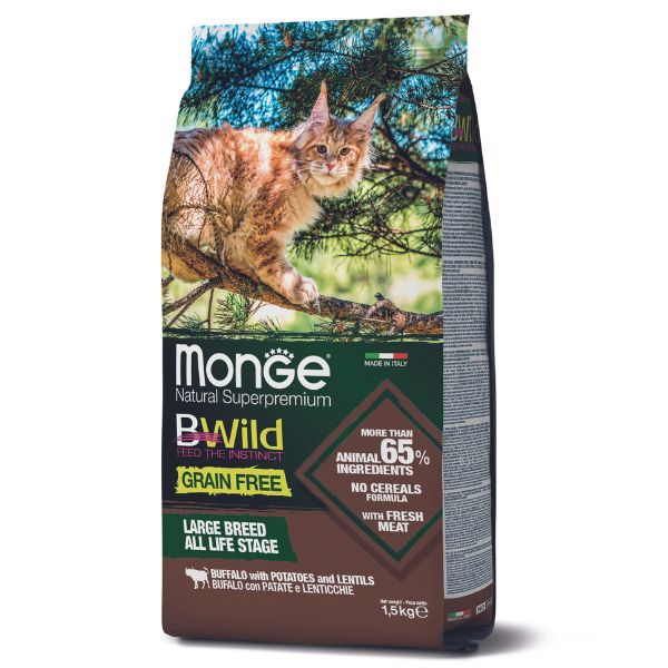 Image of Monge Bwild Grain Free Large breed Cat Bufalo - 1,5 kg Croccantini per gatti
