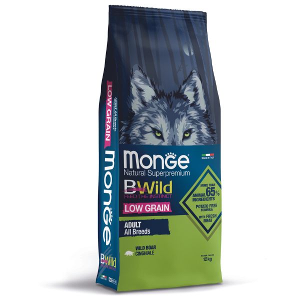 Image of Monge BWild Low Grain Adult al Cinghiale - 12 kg Croccantini per cani