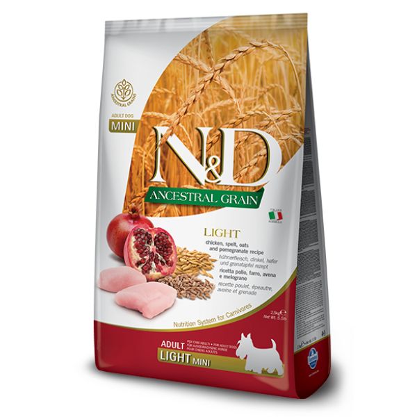 Farmina N&D Ancestral Grain Adult Mini Light Pollo e Melograno - 2,5 kg - Croccantini per cani - SPEDIZIONE GRATIS 1° ORDINE + scegli lo sconto BZR5 / BZR20