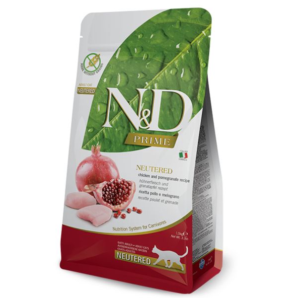 Image of Farmina N&D Prime Feline Neutered Grain Free Pollo e Melograno - 1,5 kg Croccantini per gatti