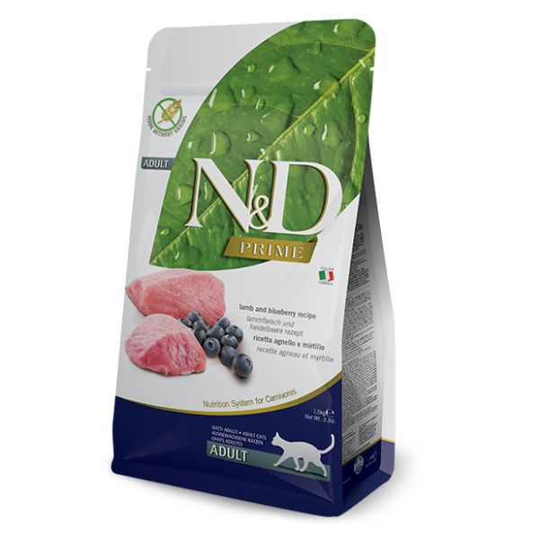 Farmina N&D Prime Feline Grain Free Adult Agnello e Mirtillo - 5 kg - Croccantini per gatti - SPEDIZIONE GRATIS 1° ORDINE + scegli lo sconto BZR5 / BZR20