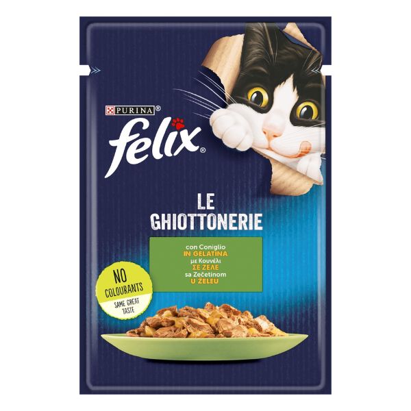 Image of Purina Felix Le Ghiottonerie 85 gr - Coniglio Confezione da 26 pezzi Cibo umido per gatti
