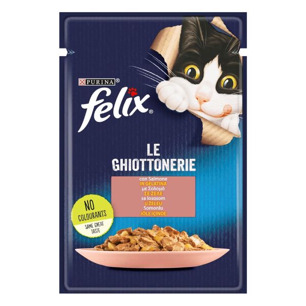 Image of Purina Felix Le Ghiottonerie 85 gr - Salmone Confezione da 26 pezzi Cibo umido per gatti