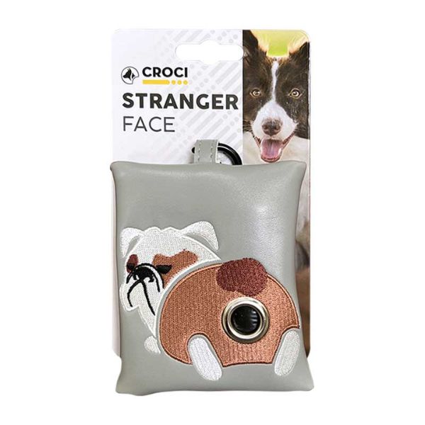 Image of Porta sacchetti igienici per cani Stranger Face Croci - Bulldog