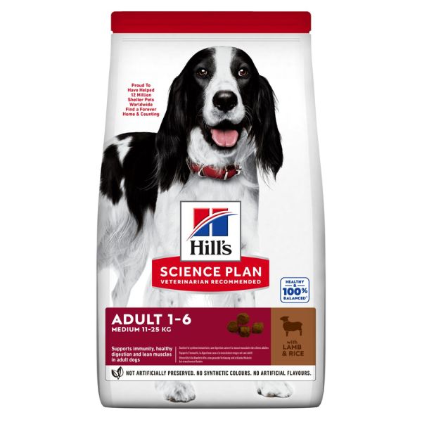Hill's Science Plan Medium Adult Alimento per Cani con Agnello e Riso - 14 Kg - Croccantini per cani