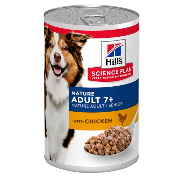 Image of Hill's Science Plan Mature Adult 7+ Alimento per cani 370 gr - Pollo Confezione da 6 pezzi Cibo Umido per Cani