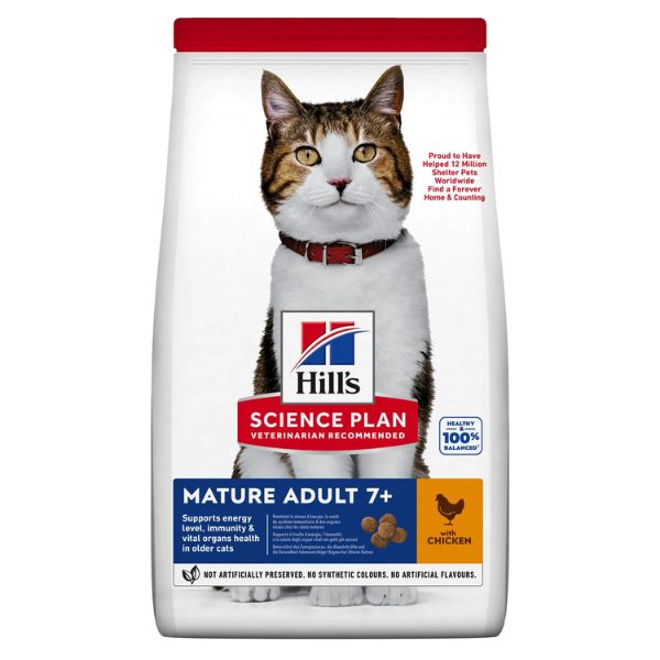 Image of Hill's Science Plan Mature Adult 7+ Alimento per Gatti al Pollo - 1,5 kg Croccantini per gatti