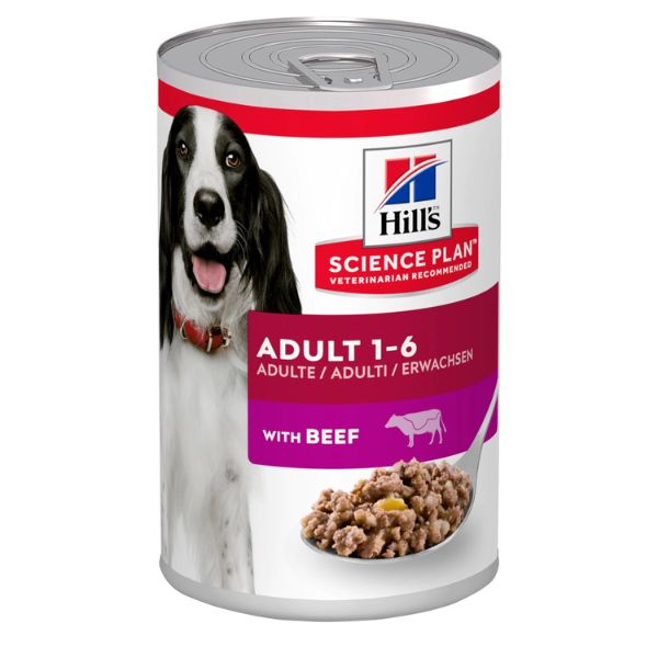 Image of Hill's Science Plan Canine Adult Alimento per cani 370gr - con Manzo Confezione da 6 pezzi Cibo Umido per Cani