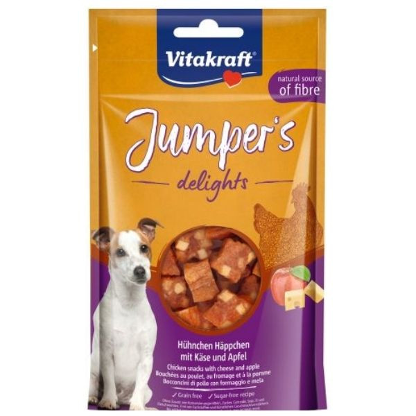 Image of Vitakraft Jumper's Delight Snack per cani 80 gr - Bocconcini di pollo con formaggio e mela