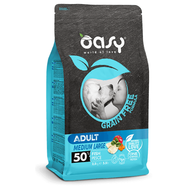 Image of Oasy Grain Free Adult Medium Large Pesce - 12 Kg Croccantini per cani