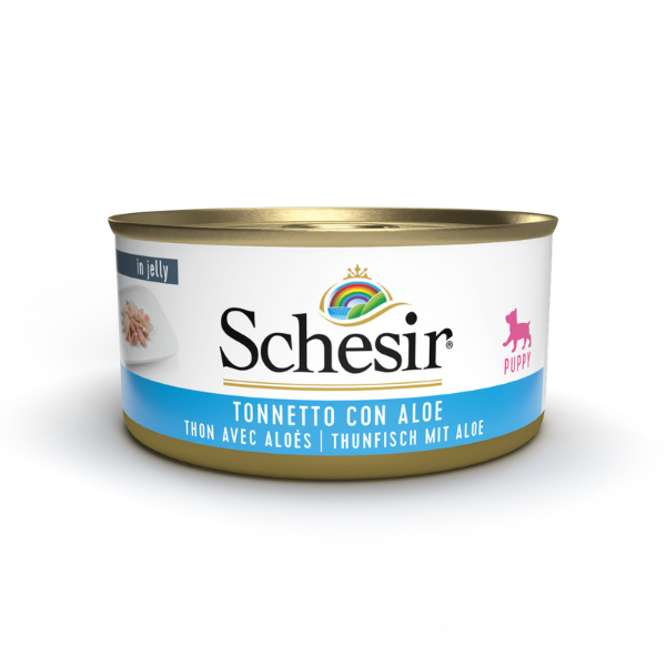 Image of Schesir Dog 150 gr - PUPPY con Tonno e Aloe Confezione da 6 pezzi Cibo Umido per Cani