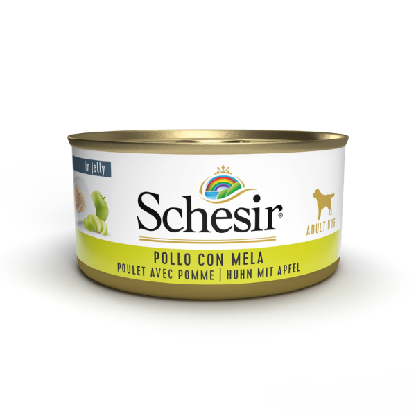 Image of Schesir Dog Fruit 150 gr - Pollo e Mela Confezione da 6 pezzi Cibo Umido per Cani
