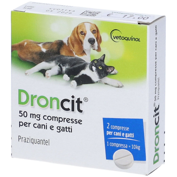 Image of Droncit compresse antiparassitarie vermifugo cane e gatto Vetoquinol - 1 confezione da 6 compresse - 1° ORDINE? scegli lo sconto BZR5 / BZR20 + 200 punti fedeltà010