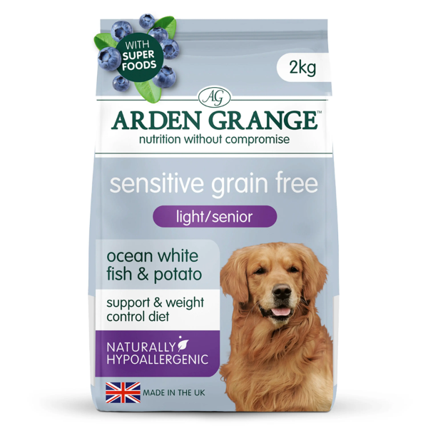 Arden Grange Hypoallergenic Sensitive Grain Free Light/Senior All breeds Pesce e patate - 2 Kg - SPEDIZIONE GRATIS 1° ORDINE + scegli lo sconto BZR5 / BZR20