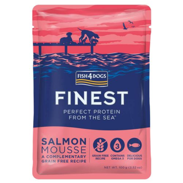 Fish4Dogs Finest Dog Mousse Grain Free 100 gr - Salmone - Cibo Umido per Cani
