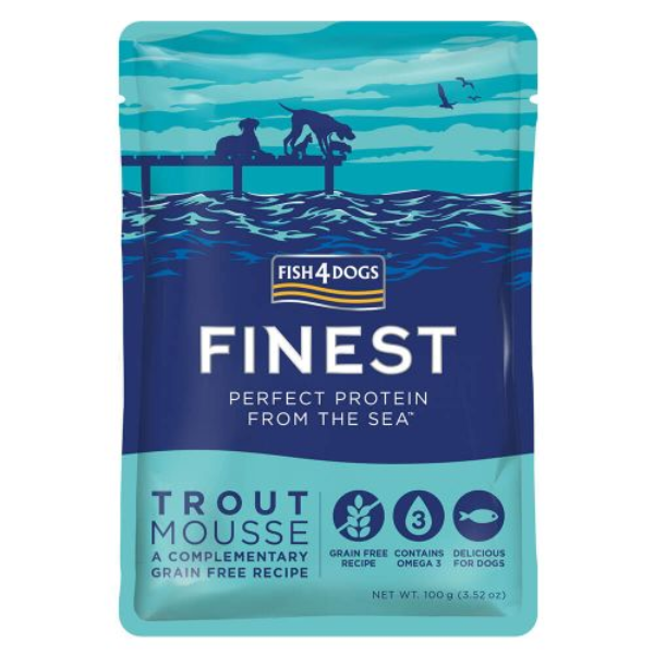 Fish4Dogs Finest Dog Mousse Grain Free 100 gr - Trota - Cibo Umido per Cani