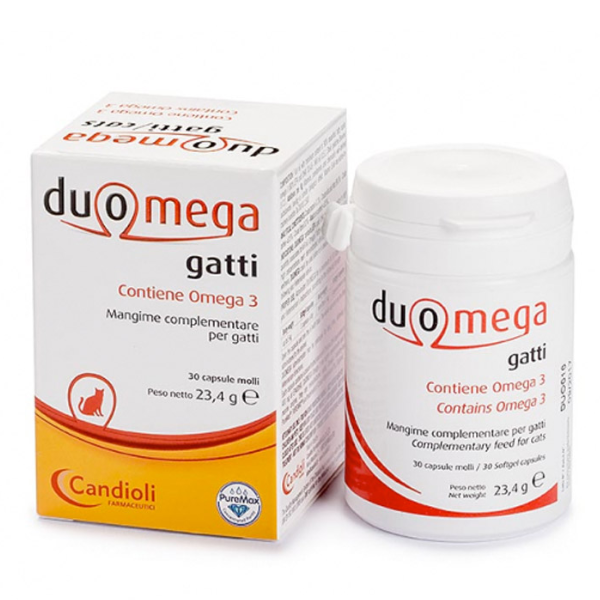 Image of Candioli Pharma Duomega Gatti per il benessere generale Capsule molli - 30 capsule da 500 mg - 1° ORDINE? scegli lo sconto BZR5 / BZR20 + 200 punti fedeltà010