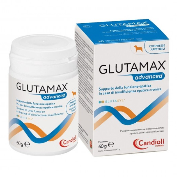 Candioli Pharma Glutamax Advanced supporto della funzione epatica Compresse cane - 30 compresse - 1° ORDINE? scegli lo sconto BZR5 / BZR20 + 200 punti fedeltà