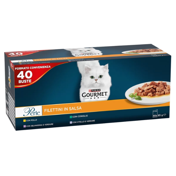 Purina Gourmet Perle selezionate Filettini in salsa multipack 40x85 gr - Multigusto - 1° ORDINE? scegli lo sconto BZR5 / BZR20 + 200 punti fedeltà