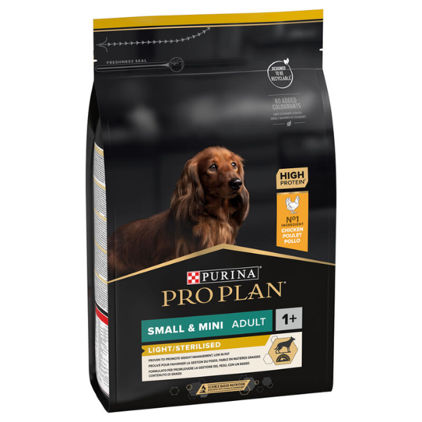 Purina Pro Plan Light/Sterilised Small e Mini Adult Crocchette Cane Pollo - 3 Kg - 1° ORDINE? scegli lo sconto BZR5 / BZR20 + 200 punti fedeltà