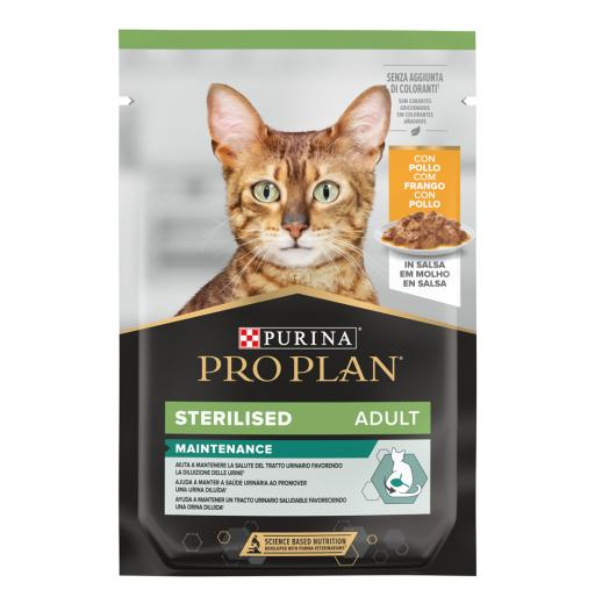 Purina Pro Plan Cat Adult Sterilised Maintenance Umido in salsa 85 g - Pollo - Cibo umido per gatti - 1° ORDINE? scegli lo sconto BZR5 / BZR20 + 200 punti fedeltà