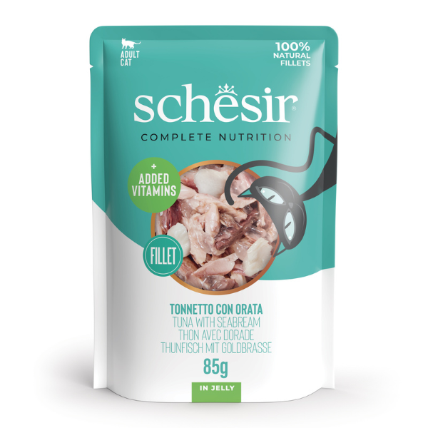 Schesir Cat Soft Adult filetti in gelatina alimento completo bustine 85 gr - Tonnetto con Orata - Confezione da 12 pezzi - Cibo umido per gatti - 1° ORDINE? scegli lo sconto BZR5 / BZR20 + 200 punti fedeltà