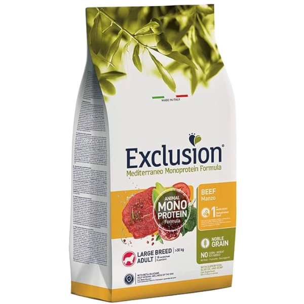 Exclusion Mediterraneo Adult Large Breed Manzo - 12 Kg - Croccantini per cani - 1° ORDINE? scegli lo sconto BZR5 / BZR20 + 200 punti fedeltà