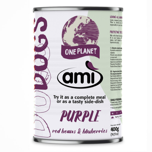 Amì Dog Cibo Umido vegetale 400 gr - Purple fagioli rossi e mirtilli - Cibo Umido per Cani - 1° ORDINE? scegli lo sconto BZR5 / BZR20 + 200 punti fedeltà