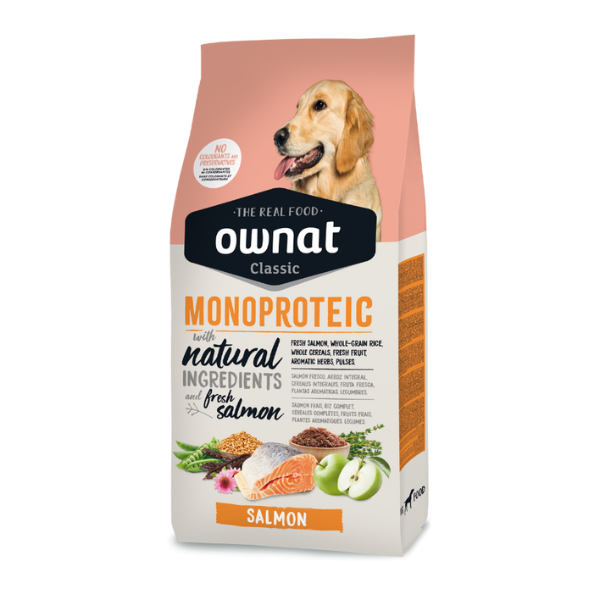 Ownat Classic Monoproteic All Breeds Adult con salmone fresco - 12 Kg - Crocchette Monoproteiche Cane - 1° ORDINE? scegli lo sconto BZR5 / BZR20 + 200 punti fedeltà
