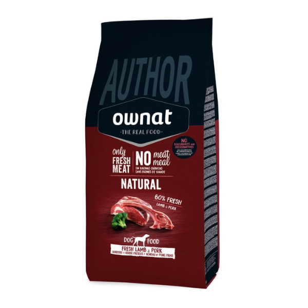 Ownat Author Natural All Breeds Adult con agnello fresco e maiale - 10 Kg - Croccantini per cani - 1° ORDINE? scegli lo sconto BZR5 / BZR20 + 200 punti fedeltà