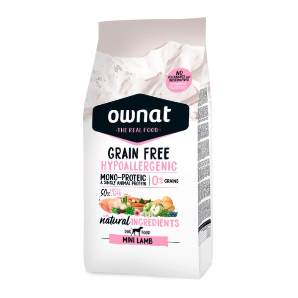 Ownat Grain Free Hypoallergenic Mono-Proteic Mini Adult con agnello fresco - 3 Kg - Crocchette Monoproteiche Cane - 1° ORDINE? scegli lo sconto BZR5 / BZR20 + 200 punti fedeltà