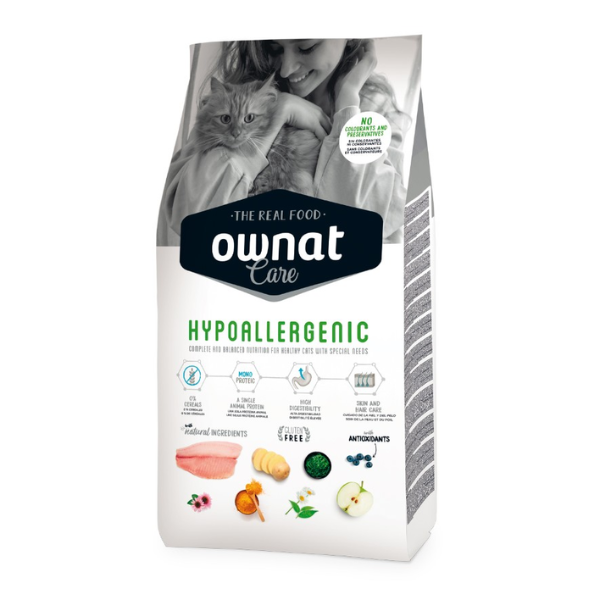 Ownat Care Cat Adult Hypoallergenic linea Vet - 3 Kg - 1° ORDINE? scegli lo sconto BZR5 / BZR20 + 200 punti fedeltà