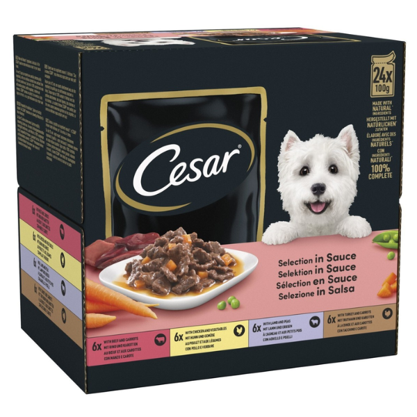 Cesar Dog Selezione in salsa Multipack 24x100 gr - Multigusto - 1° ORDINE? scegli lo sconto BZR5 / BZR20 + 200 punti fedeltà
