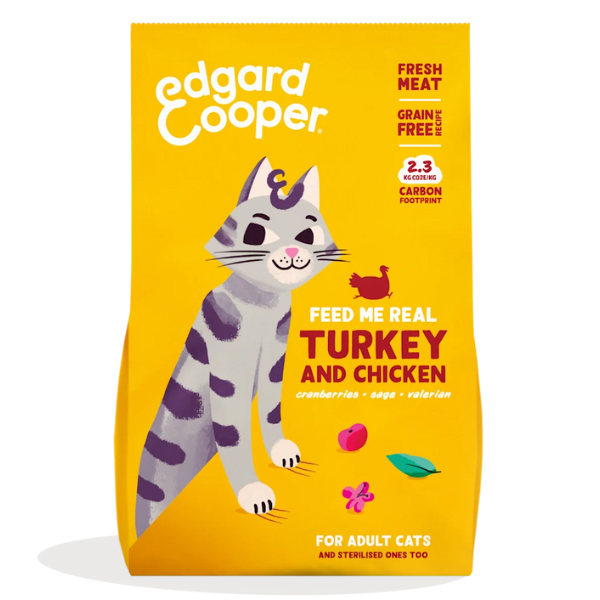 Edgard & Cooper Cat Adult Grain Free Pollo e Tacchino - 2kg - 1° ORDINE? scegli lo sconto BZR5 / BZR20 + 200 punti fedeltà