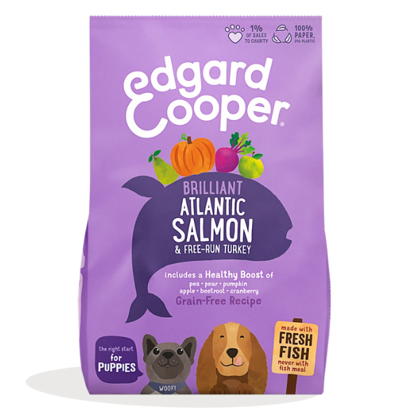 Edgard & Cooper Puppy Grain Free Salmone e Tacchino - 12kg - SPEDIZIONE GRATIS 1° ORDINE + scegli lo sconto BZR5 / BZR20