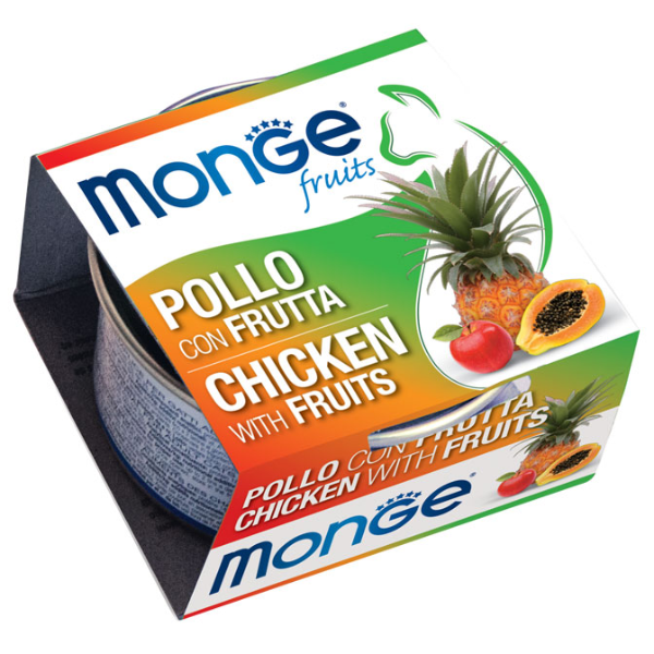 Monge Fruits Cat Adult prelibatezze naturali 80 gr - Pollo con Frutta - Cibo umido per gatti - SPEDIZIONE GRATIS 1° ORDINE + scegli lo sconto BZR5 / BZR20