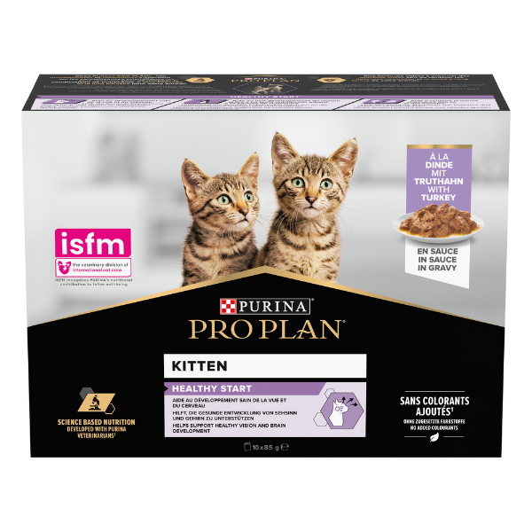 Purina Pro Plan Kitten Healthy Start Umido Gatti in Salsa Tacchino Multipack 10x85g - Tacchino - 1° ORDINE? scegli lo sconto BZR5 / BZR20 + 200 punti fedeltà
