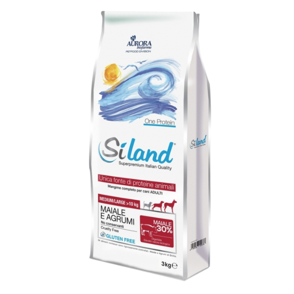 Siland Adult Medium/Large Maiale e Agrumi - 3 Kg - Crocchette Monoproteiche Cane - 1° ORDINE? scegli lo sconto BZR5 / BZR20 + 200 punti fedeltà