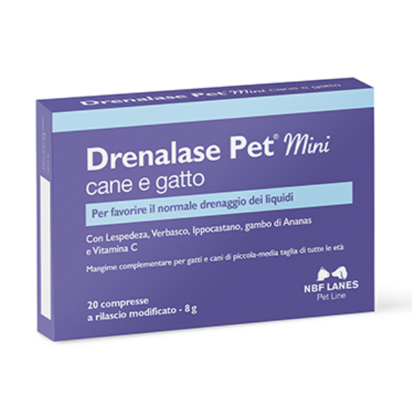Drenalase Pet Mini drenaggio dei liquidi NBF Lanes - confezione da 20 compresse - SPEDIZIONE GRATIS 1° ORDINE + scegli lo sconto BZR5 / BZR20
