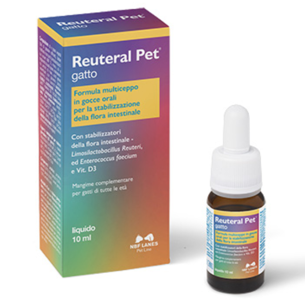 Reuteral Pet Gatto stabilizzatore intestinale NBF Lanes - flacone da 10 ml - SPEDIZIONE GRATIS 1° ORDINE + scegli lo sconto BZR5 / BZR20