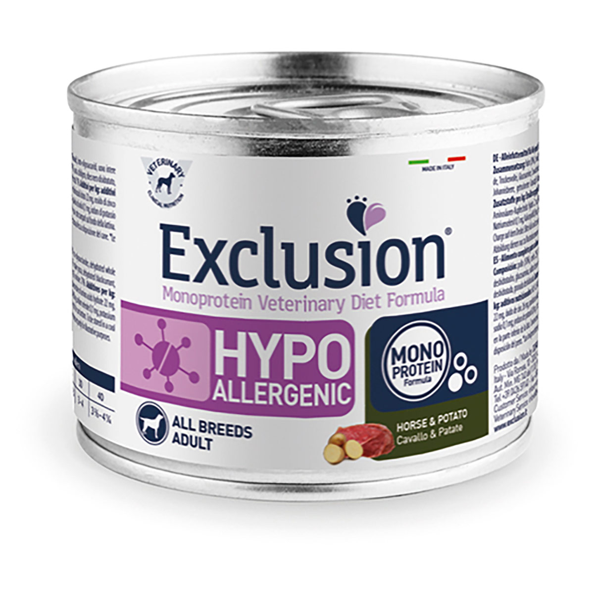 Image of Exclusion Diet Hypoallergenic 200 gr - Cavallo e Patate Confezione da 6 pezzi Monoproteico crocchette cani Dieta Veterinaria per Cani